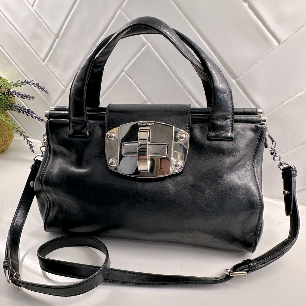MIU MIU Black Leather Purse with Silver hardware, well cared for